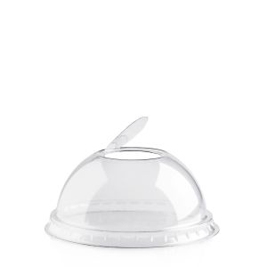 DOME LID WITH CLOSED HOLE R-PET TRANSPARENT